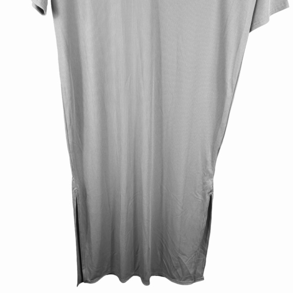 Missguided Oversized V Neck Ribbed Tshirt Midi Dress Size 2 Gray Knit Neutral - Picture 3 of 9